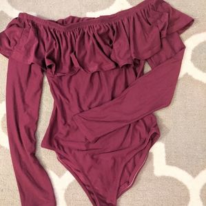 Maroon off the shoulder Leotard